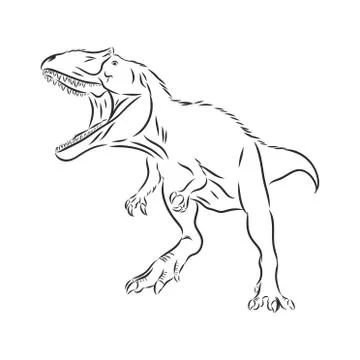 Hand Drawn angry dinosaur vector illustration. sketch Stock Illustration