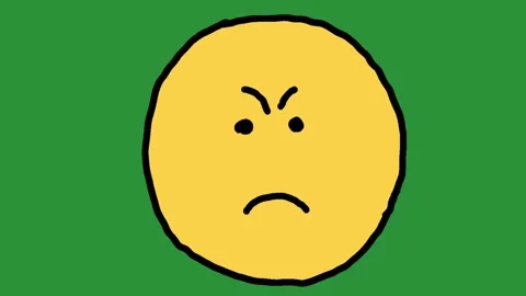 Hand-Drawn Angry Pouting Face | 2D Animated Mad Expression on green screen  Vidéo 333983168
