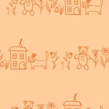 Hand drawn animal seamless pattern Stock Illustration