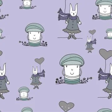 Hand drawn animal seamless pattern Stock Illustration