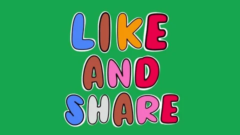 Hand Drawn Animated Like and share Text Title 2D Call to Action Green Screen Stock Footage 341281116