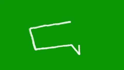 Hand drawn animated angled speech bubble in white outline on chroma key Stock-Footage 346824725