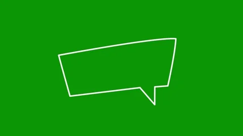 A hand drawn animated angled speech bubble in white outline on chroma key Stock-Footage 346824770