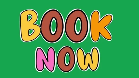 Hand Drawn Animated Book Now Title 2D Call to Action Green Screen Overlay Видео 341281031