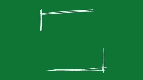 Hand Drawn Animated Border Frame 2D Chalk Style Green Screen Overlay for Video Stock Footage 334608838