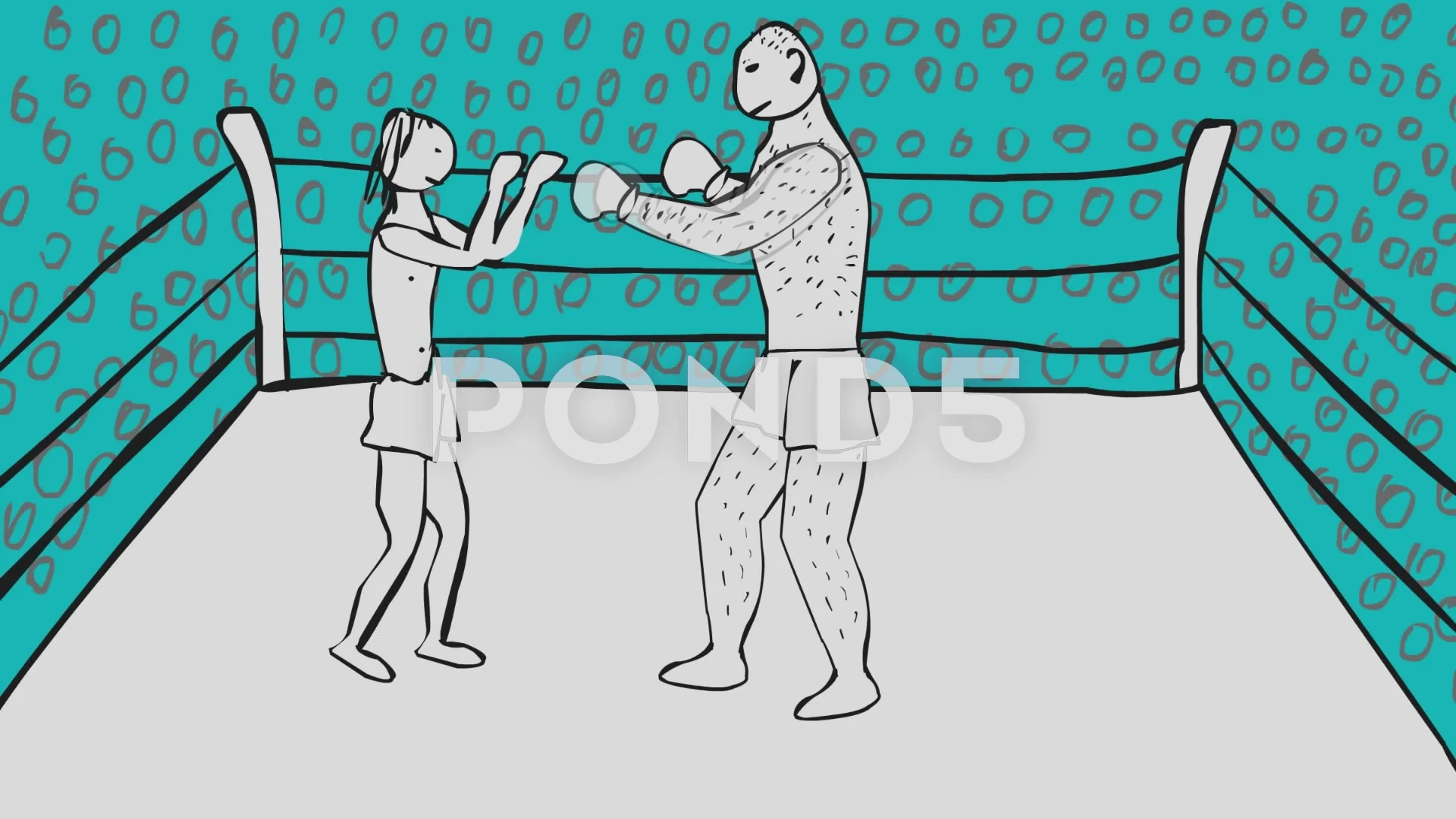 Hand drawn animated boxing ring with two... | Stock Video | Pond5