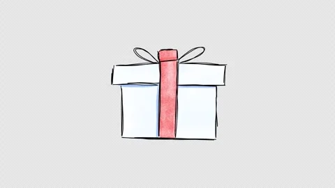 Hand drawn animated doodle of gift box. Video clip with alpha channel. Stock Footage 296121934