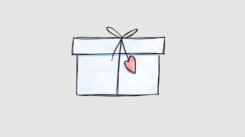 Hand drawn animated doodle of gift box. Video clip with alpha channel. Stock Footage 296975098