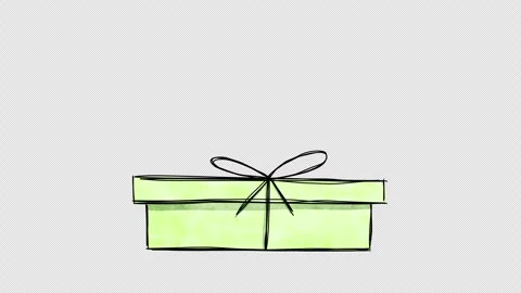 Hand drawn animated doodle of gift box. Video clip with alpha channel. Stock Footage 296975793