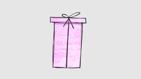 Hand drawn animated doodle of gift box. Video clip with alpha channel. Stock Footage 296975936