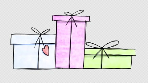 Hand drawn animated doodle of gift box. Video clip with alpha channel. Stock Footage 296976330