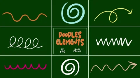 Hand Drawn Animated Doodle Lines and Shapes - 2D Sketchy Spirals, Zigzags Stock Footage 324895379