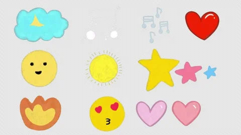 Hand Drawn Animated Doodles Bundle with Transparent Background. Stock Footage 325748106