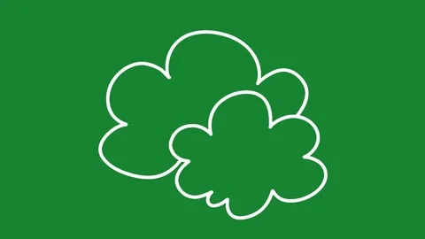 Hand Drawn Animated Double Clouds Weather Graphic on Green Screen Vidéo 334579426