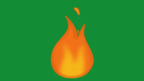 Hand Drawn Animated Fire Flame Element 2D Cartoon Doodle Green Screen Overlay Stock Footage 341280931