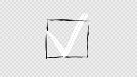 Hand drawn animated frame with a check mark. Video clip with alpha channel. Stock Footage 296114423