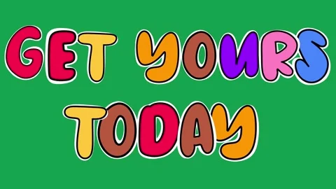 Hand Drawn Animated Get yours today Text Title 2D Call to Action Green Screen Stock Footage 341281099