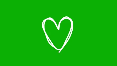 Hand-drawn animated heart shape looping on a green screen background Stock Footage 341403455