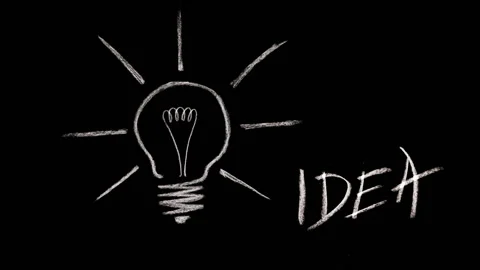 Hand drawn animated light bulb invention or idea concept Stock-Footage 96710011