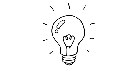 Hand drawn animated light bulb invention or idea concept. Doodle light bulb foot 库存影片 175817093
