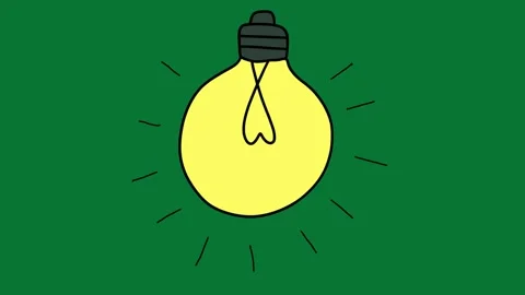 Hand-Drawn Animated Light Bulb Idea Moment on Green Screen | Doodle Creative Con Stock Footage 323467920