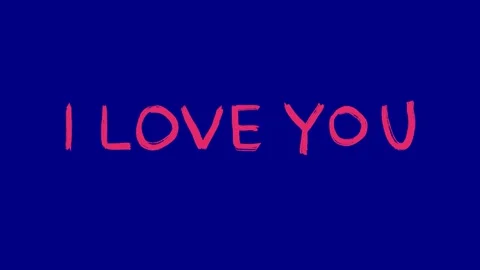 Hand drawn animated love text on blue screen Stock Footage 297602438