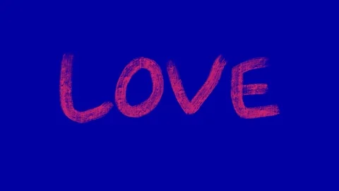 Hand drawn animated love text on blue screen Stock Footage 297602441
