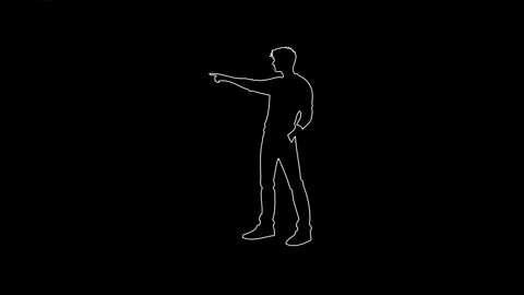 Hand drawn animated man pointing finger 库存影片 347796728