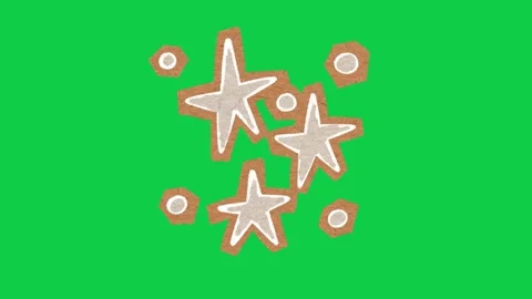 Hand Drawn Animated Paper Cutout Glowing Stars Green Screen Stock-Footage 343077824