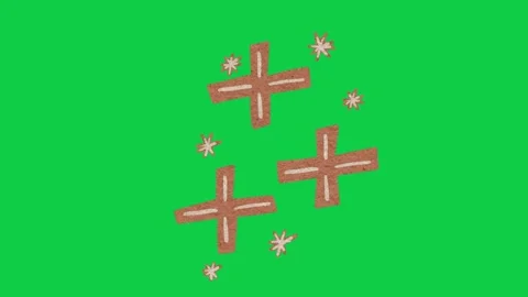 Hand Drawn Animated Paper Cutout Cross Sparkles Green Screen Stock Footage 343077985