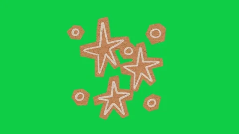 Hand Drawn Animated Paper Texture Stars Accent Green Screen Video stock 343077768