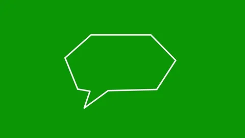 Hand drawn animated polygonal speech bubble with white outlines on chroma Stock Footage 346824744