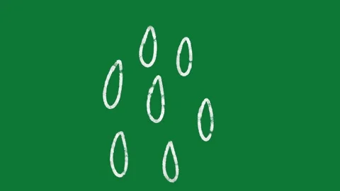 Hand Drawn Animated Rain Drops Falling Water on Green Screen Stockbeeldmateriaal 334579536