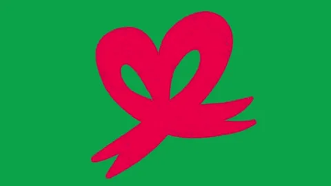 Hand Drawn Animated Red Ribbon Bow Green Screen Overlay Motion Graphic Stock Footage 344049378