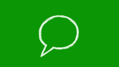 A hand drawn animated round speech bubble in white outline on chroma key Видео 346824707