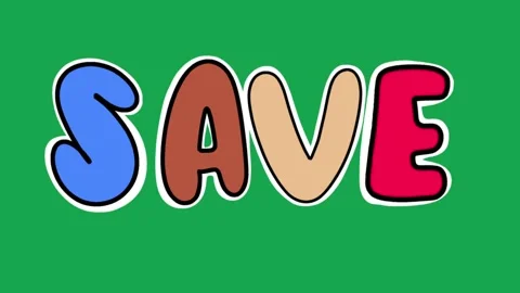 Hand Drawn Animated Save Text Title 2D Call to Action Green Screen Overlay 動画素材 341281078