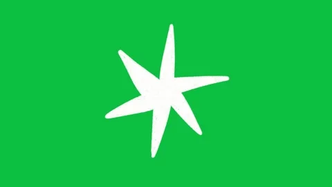 Hand Drawn Animated Solid White Star Green Screen Stock Footage 343078287