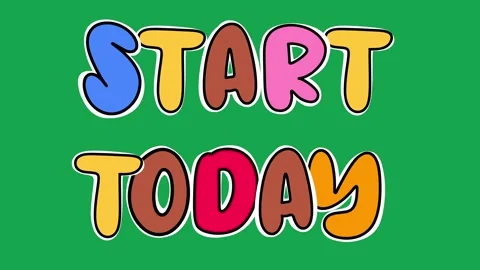 Hand Drawn Animated Start today Text Title 2D Call to Action Green Screen Видео 341281126