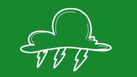 Hand Drawn Animated Storm Cloud and Lightning on Green Screen Vídeos de archivo 334579447
