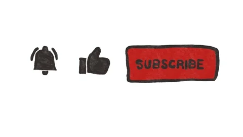 Hand drawn animated subscribe button with like and notification bell icons on Stock Footage 344527401