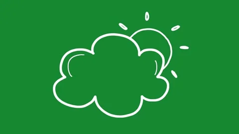 Hand Drawn Animated Sun and Cloud Weather Overlay on Green Screen Vidéo 334579470