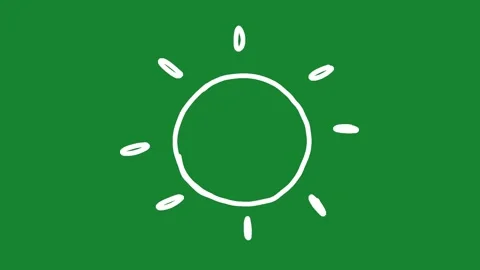 Hand Drawn Animated Sun Doodle Sunlight Overlay on Green Screen Stockbeeldmateriaal 334579449