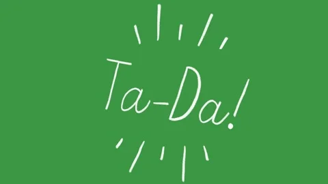 Hand-Drawn Animated Ta-Da! Text Reveal with Sparkle Effect on Green Screen | Mag Stock Footage 318317526