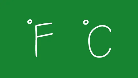 Hand Drawn Animated Temperature Symbols Fahrenheit and Celsius on Green Screen 動画素材 334579428