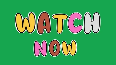 Hand Drawn Animated Watch Now Text Title 2D Call to Action Green Screen Overlay Видео 341281062