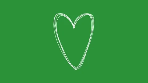Hand-Drawn Animated White Heart Outline video | Chalk Style Sketch Heart Stock Footage 332719012