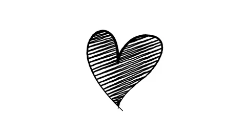 Hand drawn animation black line heart shape on white background. Stock Footage 343386941