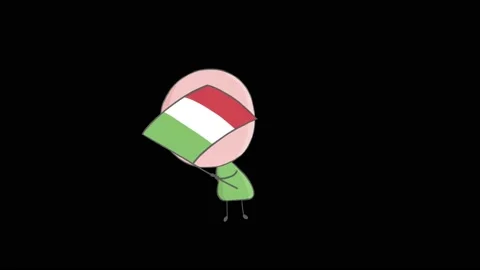 Hand drawn animation of a boy waving an Italian flag Stock Footage 142756134