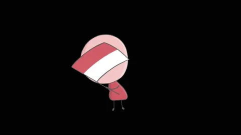 Hand drawn animation of a boy waving a flag of Monaco Stock Footage 143115108
