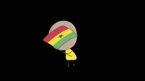 Hand drawn animation of a boy waving a Ghanian flag Stock Footage 143121407